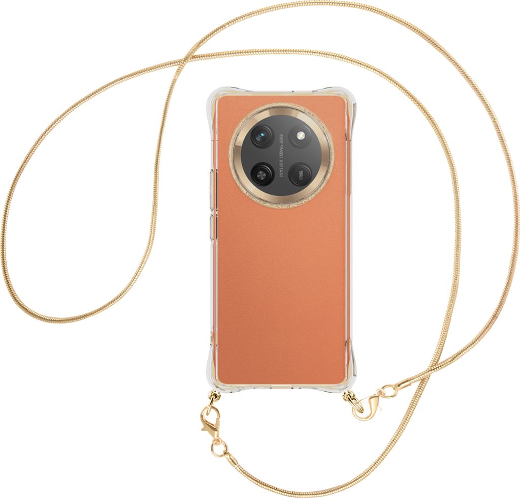 Handykette Backcover-Schutzhülle mit Band (Metall goldfarben) für Honor X60 Pro 5G - goldfarbene Snake-Kette
