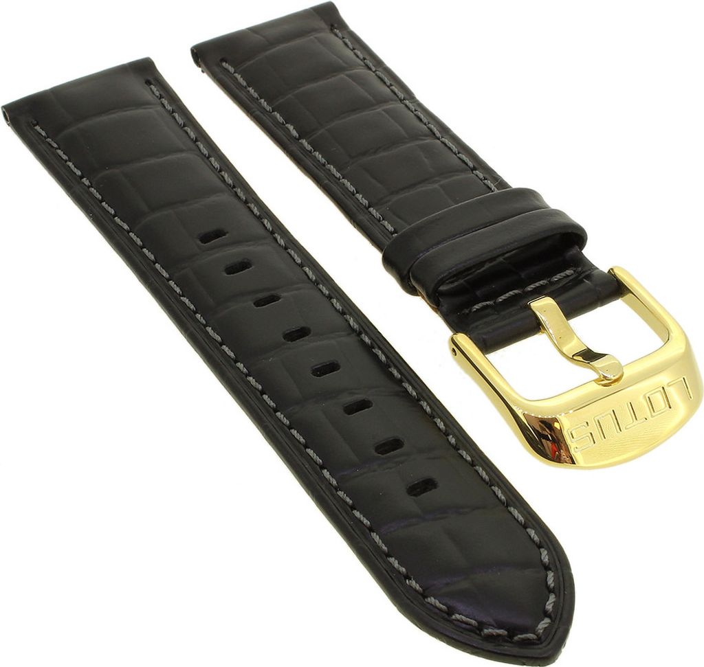 Lotus Multifunktion Uhrenarmband 22mm Leder schwarz graue Produktbild 