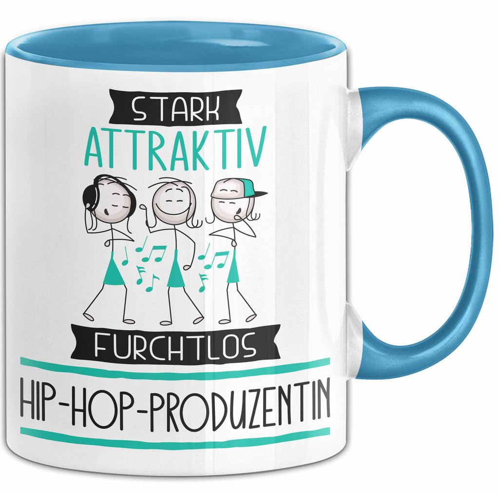 Hip-Hop-Produzentin Tasse Geschenk Becher Stark Attraktiv Furchtlos Hip-Hop-Produzentin Lustige Geschenkidee (Blau)