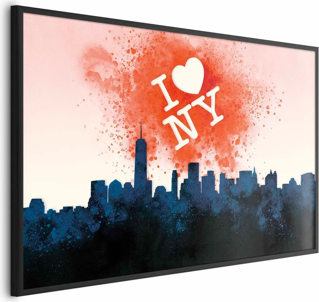Poster I Love NY 60x40 cm con Cornice Nera Elegante per Arredo Casa