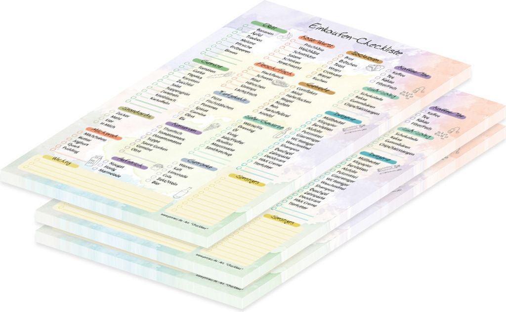 PRICARO Einkaufsliste "System", Checkliste, A5, 3 Stück