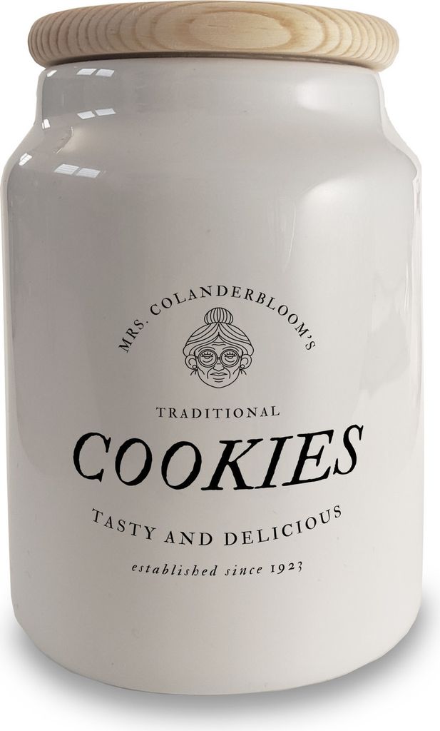 Traditional Cookies Keksdose aus Keramik mit Holzdeckel