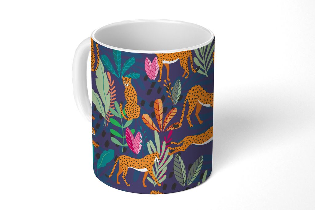 KitchenYeah Tasse Kaffeetasse Kaffeebecher 350 ml Muster - Gepard - Dschungel Teetasse - Fototasse - Becher - Keramikbecher - Teebecher - Kaffeet...