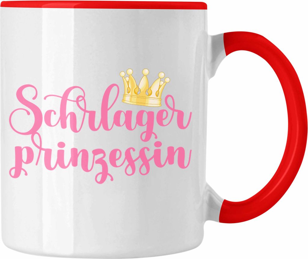 Trendation - Schlagerprinzessin Tasse Geschenk Schlager Fan Musik Geschenkidee (Rot)