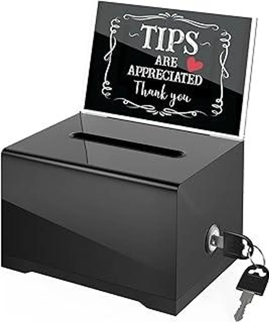 MoKo Urna Sicurezza Acrilico Nero | Box Donazioni con Sign Holder