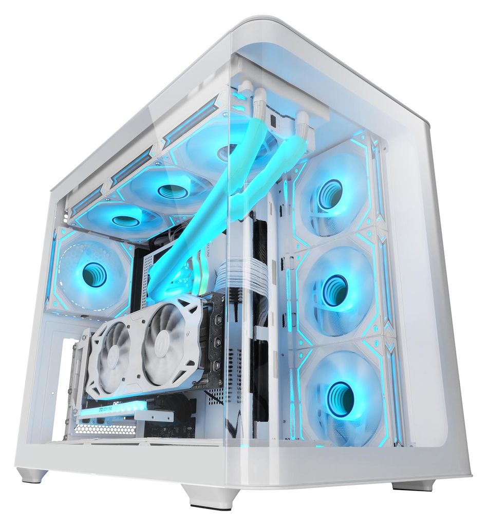 Mars Gaming MCFUSION, Midi Tower, PC, Weiß, ATX, micro ATX, Produktbild 