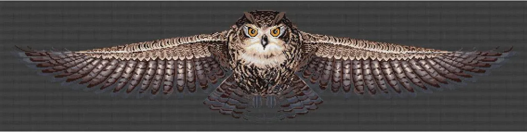Kit Broderie Hibou HobbyJobby Toile Aïda et Fils de Coton 87x19cm Pro