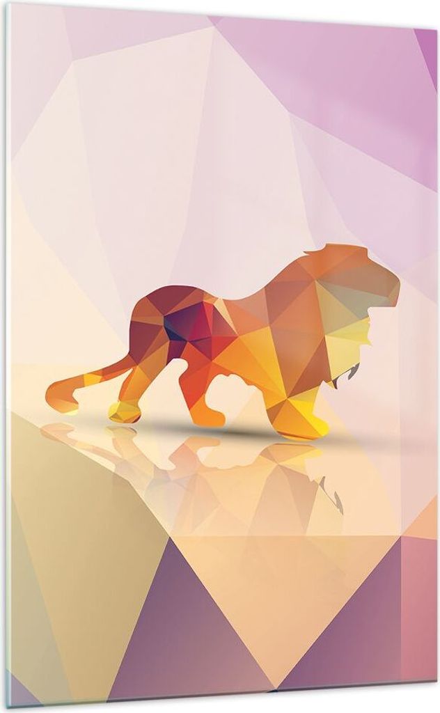 Bilder auf glas - Einteilig - Löwe Illustration modern - 70x100cm - Glasbilder - Wandbilder - Bilder - zum Aufhängen bereit - Wanddekoration aus ...