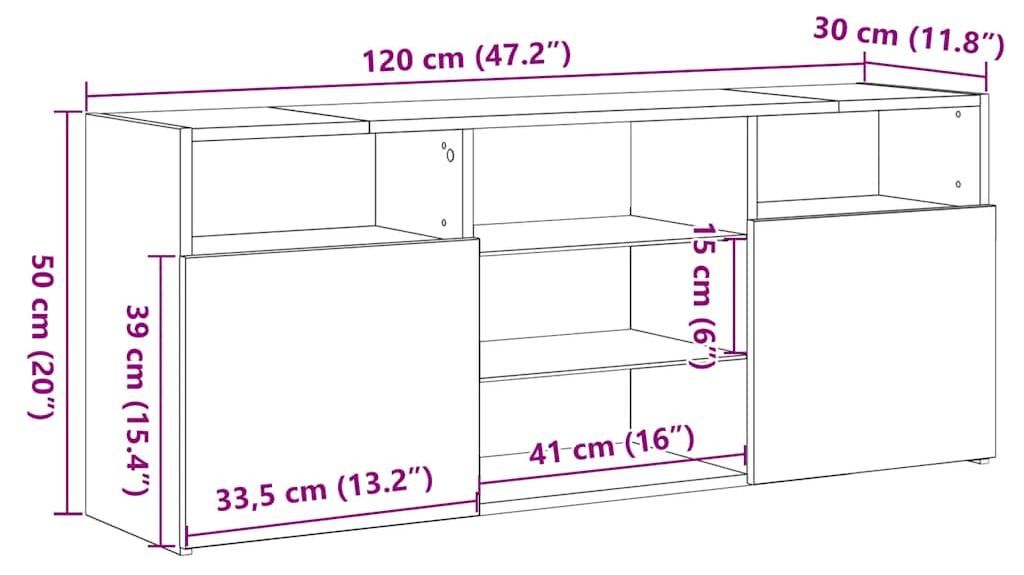 vidaXL TV-Schrank mit LED-Leuchten Weiß 120x30x50 cm Produktbild 