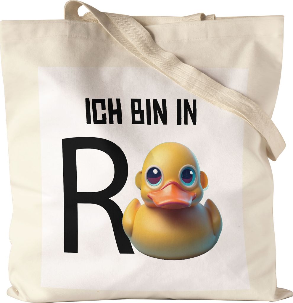 Ich bin in Rente Jutebeutel Rentner Rentnerin Geschenk Ruhestand Quietscheente Wortwitz