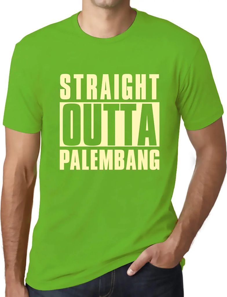 Herren Grafik T-Shirt Direkt aus Palembang – Straight Outta Palembang – Öko-Verantwortlich Vintage Jahrgang Kurzarm Lustige Druck Geburtstag G...
