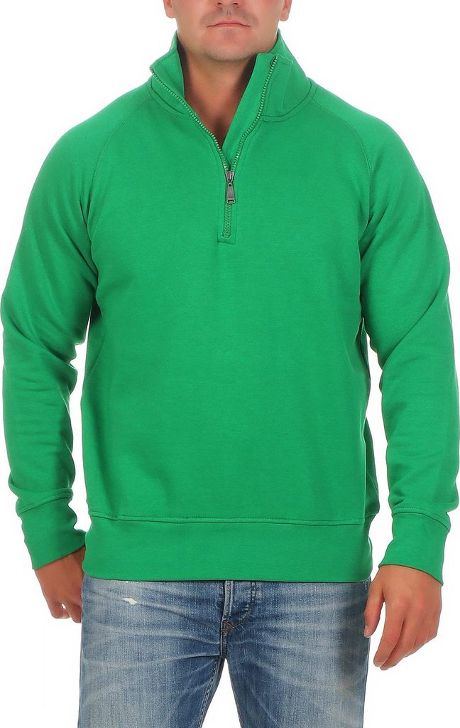 Mivaro Herren Troyer Halfzip in Gelbgün - Pullover mit halbem Reißverschluss - Zip-Sweatshirt mit Fleece Innenseite, Regular Fit, robuster Baumwo...