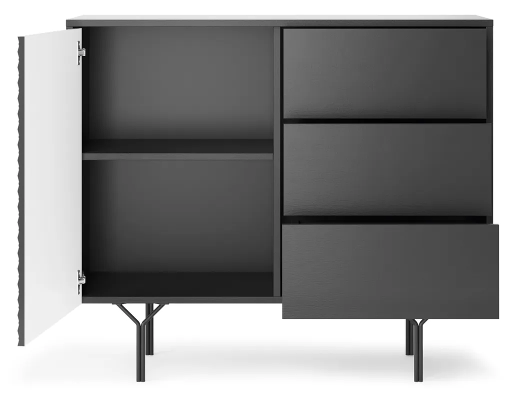 Commode gain de place 97 cm noir graphite 3 tiroirs pour ranger facile - 4
