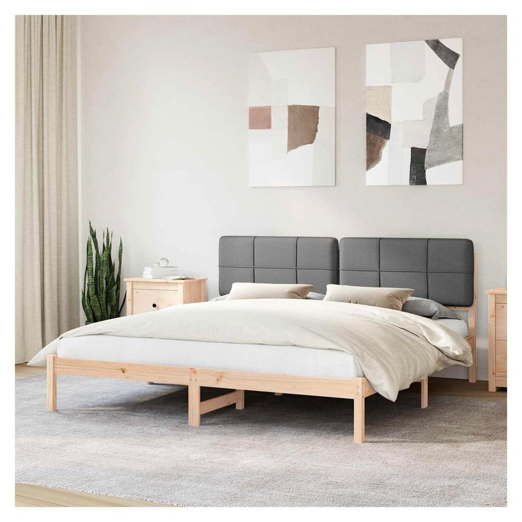 Bettgestell mit gepolstertem Kopfteil in Hellgrau 180 x 200 cm
