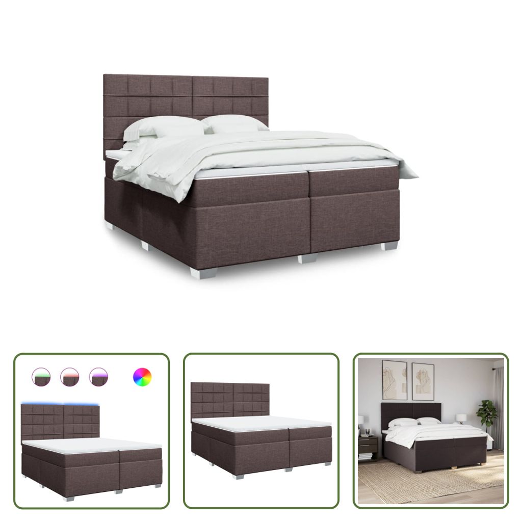 The Living Store Boxspringbett mit Matratze Dunkelbraun 200x200 cm Stoff
