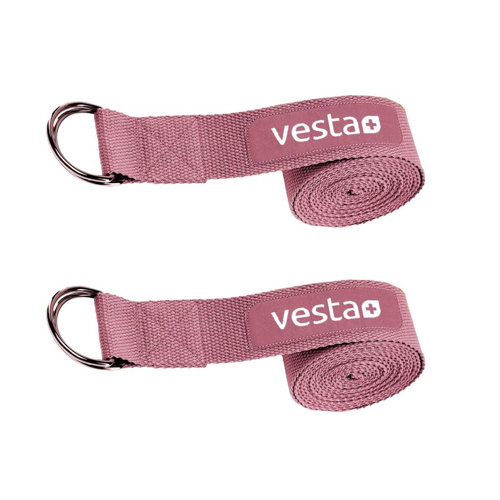 2x Vesta+ Yogagurt Weinrot 100% Baumwolle 2,5 m Metall Verschluss Yoga Gurt Gürtel 250 x 3,8 cm Strap Yogaband Yogaschlaufe