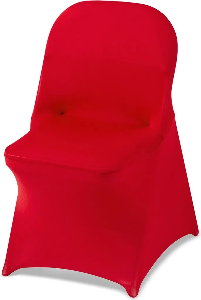 50 coprisedie rosse, coprisedie in poliestere Spandex, coprisedie elasticizzate per banchetti nuziali, coprisedie con parte anteriore piatta, adatte a sedie di dimensioni fino a 45,1 x 46 x 77 cm