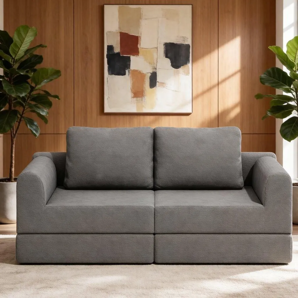 Canapé convertible avec mousse à mémoire de forme et dossier réglable gris - 7