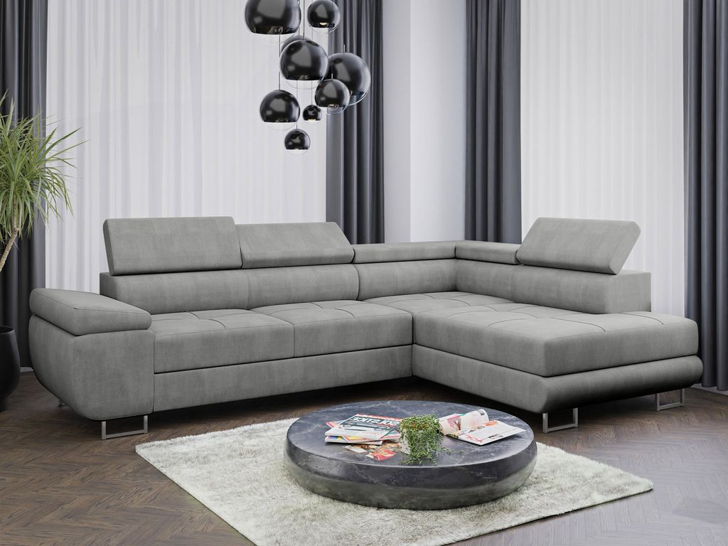 Sofa Couchgarnitur Sofagarnitur ALMA L mit Schlaffunktion und Bettkasten Wohnlandschaft Couch Polsterecke Eckcouch Polstergarnitur 15 Farben