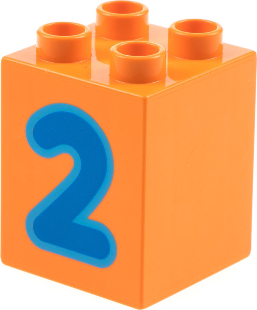 1x Lego Duplo Motiv Bau Stein 2x2x2 orange bedruckt Nr.2 Produktbild 