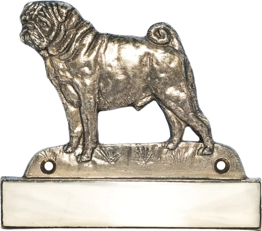 Targhetta Personalizzata Carlino Art-Dog - Ottone Puro per Porta - 1