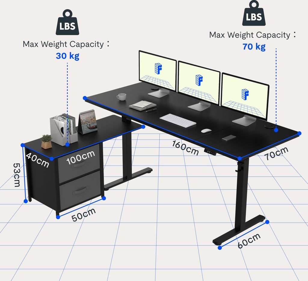 FLEXISPOT 160 x 70 cm Höhenverstellbarer Schreibtisch Produktbild 3