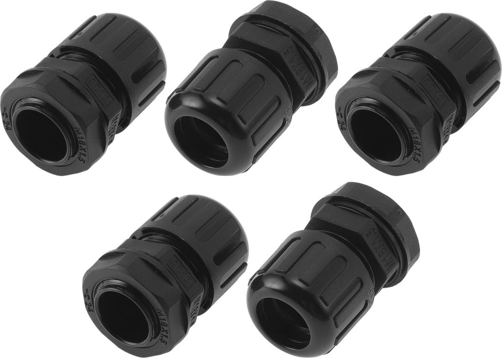 15mm / PG9 Kabelverschraubungen 13mm / 0.51" Wasserdichte Balgen Gerade Verbinder PA6 Nylon Schwarz 5 Stück