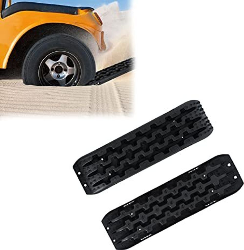 NAIZY Recovery Board,Sandbleche Anfahrhilfe Sandbleche Offroad,für Geländewagen PKW LKW,Rutschfester mit Tragegriff schwarz, 2 Stück