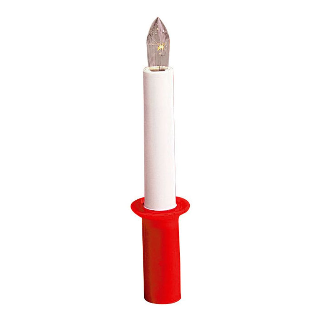Best Season Leuchtkerze mit Halter, batteriebetrieben Kunststoff, Farbe: weiss/rot, ca. 17 x 3,5 cm, 071-45