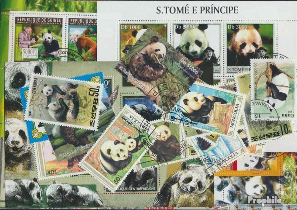 Briefmarken Motive 50 verschiedene Panda Marken