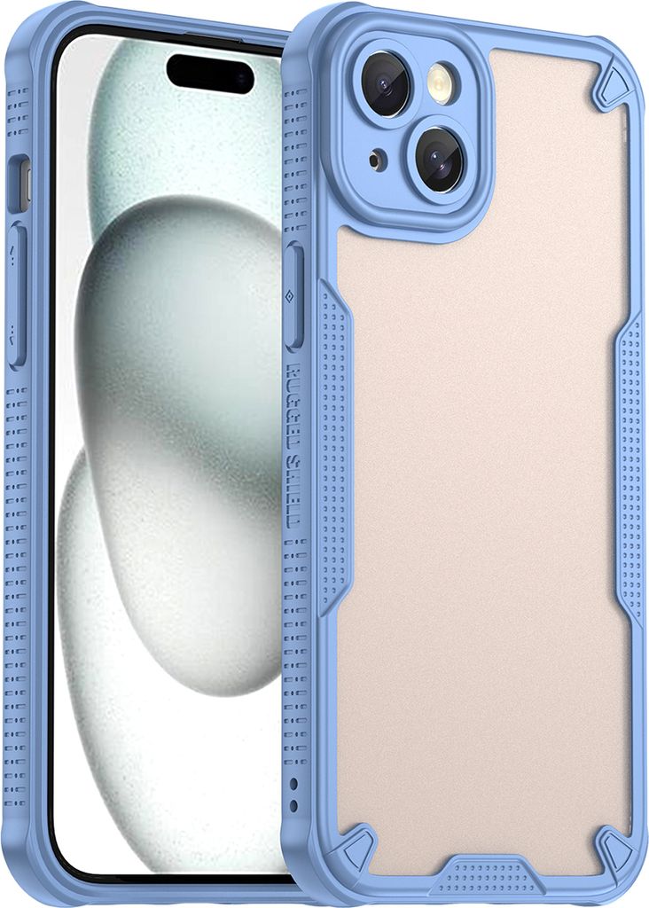 Schutzhülle für iPhone 15 Plus, transluzente matte Rückseite, TPU Bumper Case Blau