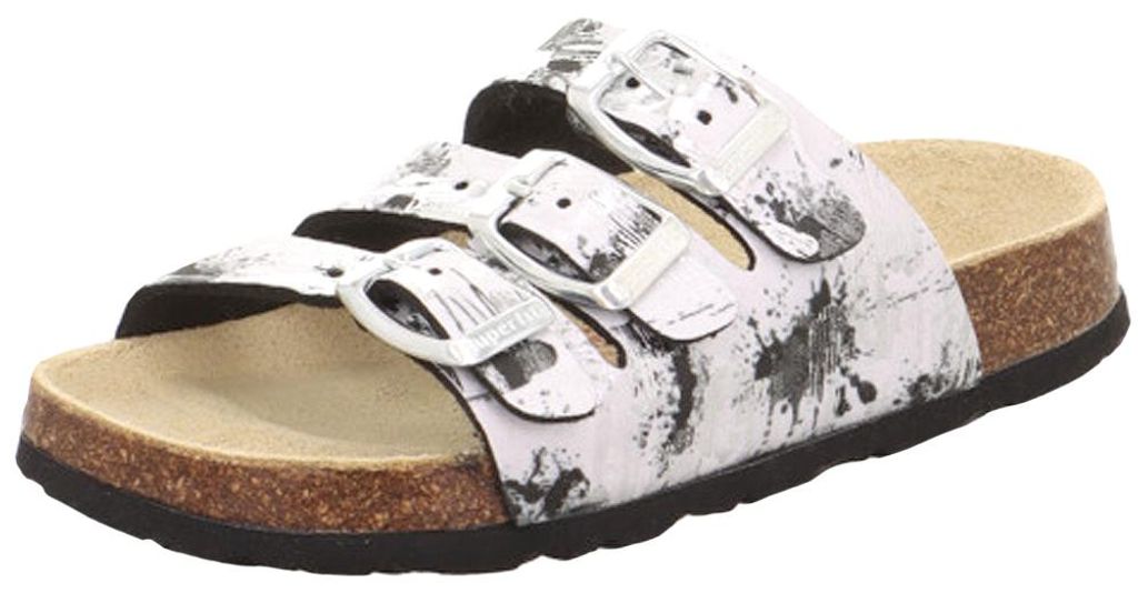 Superfit Fussbettpantoffel Mädchen Pantolette mit Glanz Weiß/Mehrfarbig, 1-800113-0030 - Gr. 41