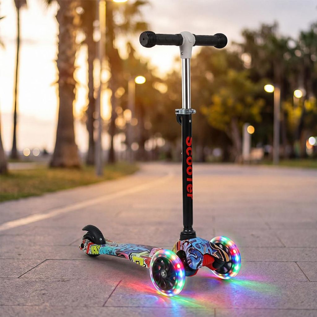 Kinder Scooter,3 Räder Faltbare Scooter mit LED Leuchtenden Produktbild 