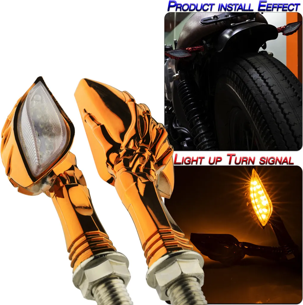 Kit 2 Frecce Moto LED 12V - Universali Guscio Arancio Luce Gialla