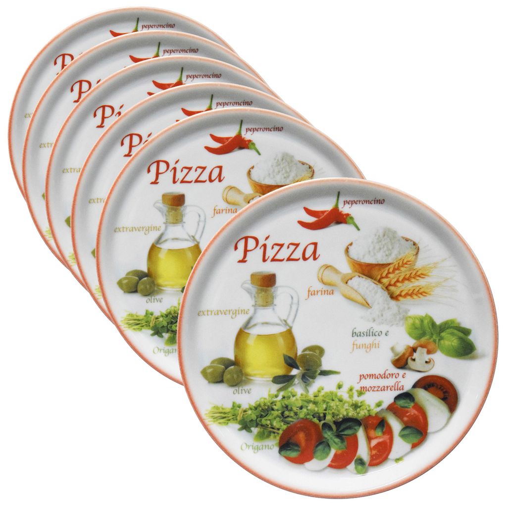6er Set Pizzateller Napoli Red Ø 33,8 cm Servier-Platte Produktbild 