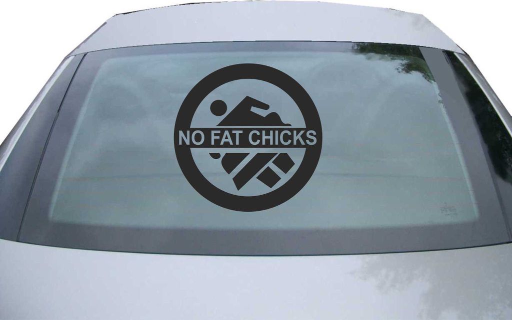 Indigos UG - Aufkleber Heckscheibe & Motorklappe DE6016 - schwarz - 600x600 mm - no fat chicks - Auto Scheiben Fenster Heckklappe Tuning Racing JDM...