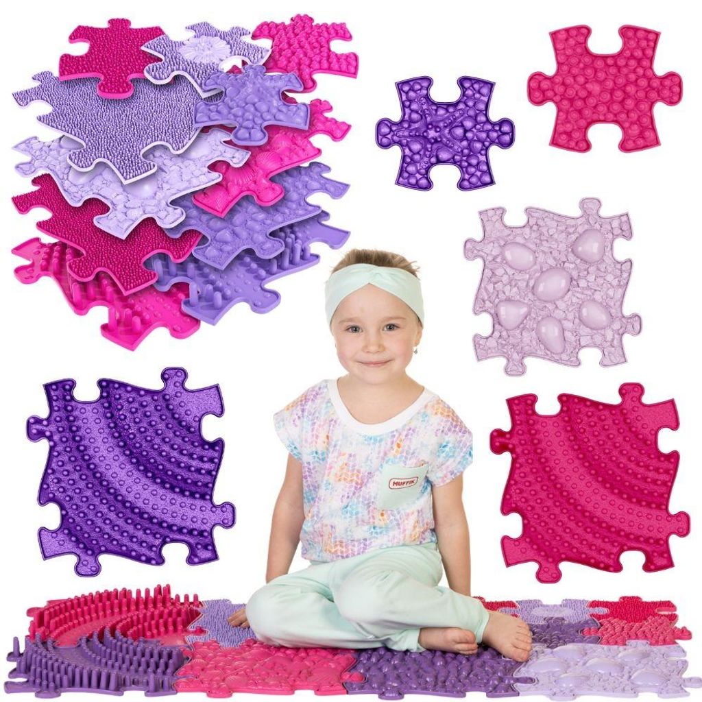 Woopie Sensory Mat Orthopädisches Puzzle 11 Teile – Rosa/Lila