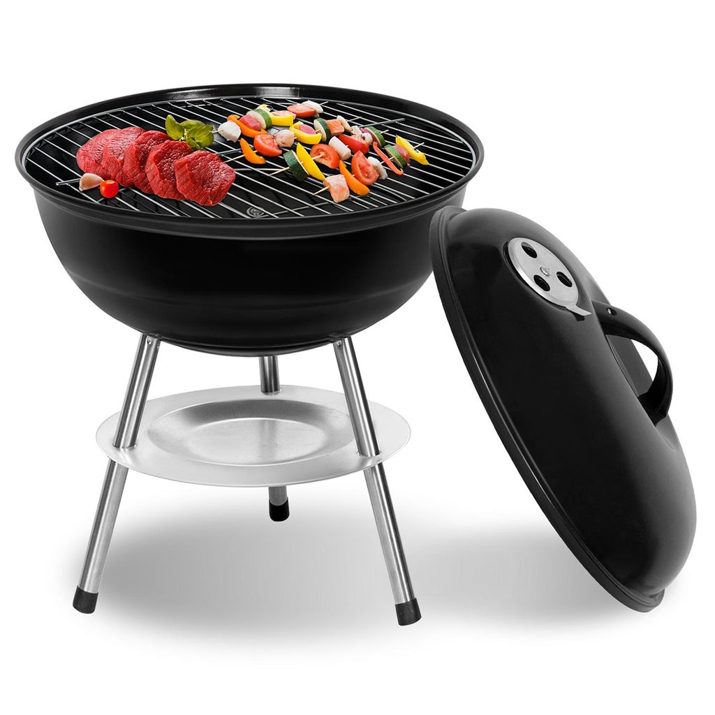 SunJas Holzkohlegrill mit Luftventilen Deckel zerlegbar, für Grill, Außenbereich, Garten, Camping und Picknick (für 3-5 Personen) Rundgrill kohl...