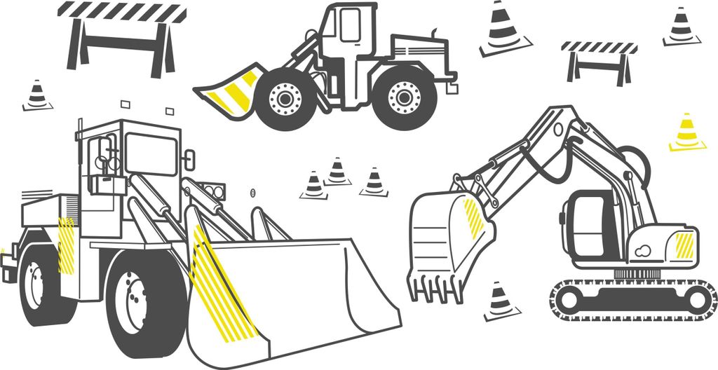 Wandtattoos für Kinder Große Bagger-Sets