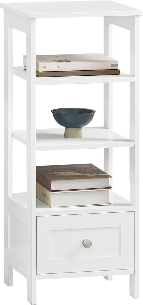 Table de chevet blanche avec tiroir de rangement, Petit meuble de nuit