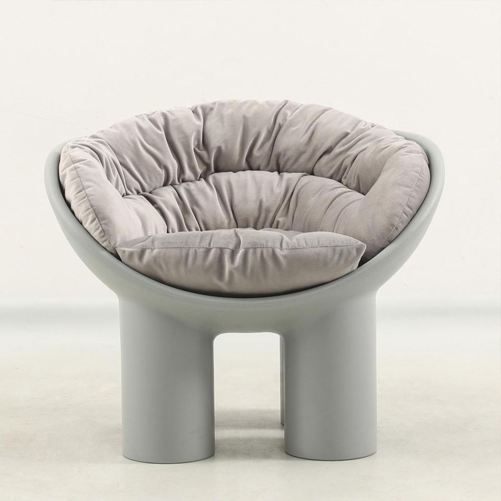 Elefantenbeinstuhl – Einzelsessel, Sofasessel, Relaxsessel, Rückenlehnenstuhl mit Kissen, Grau 84.2×57×62.5 cm 【BDG-5886H】