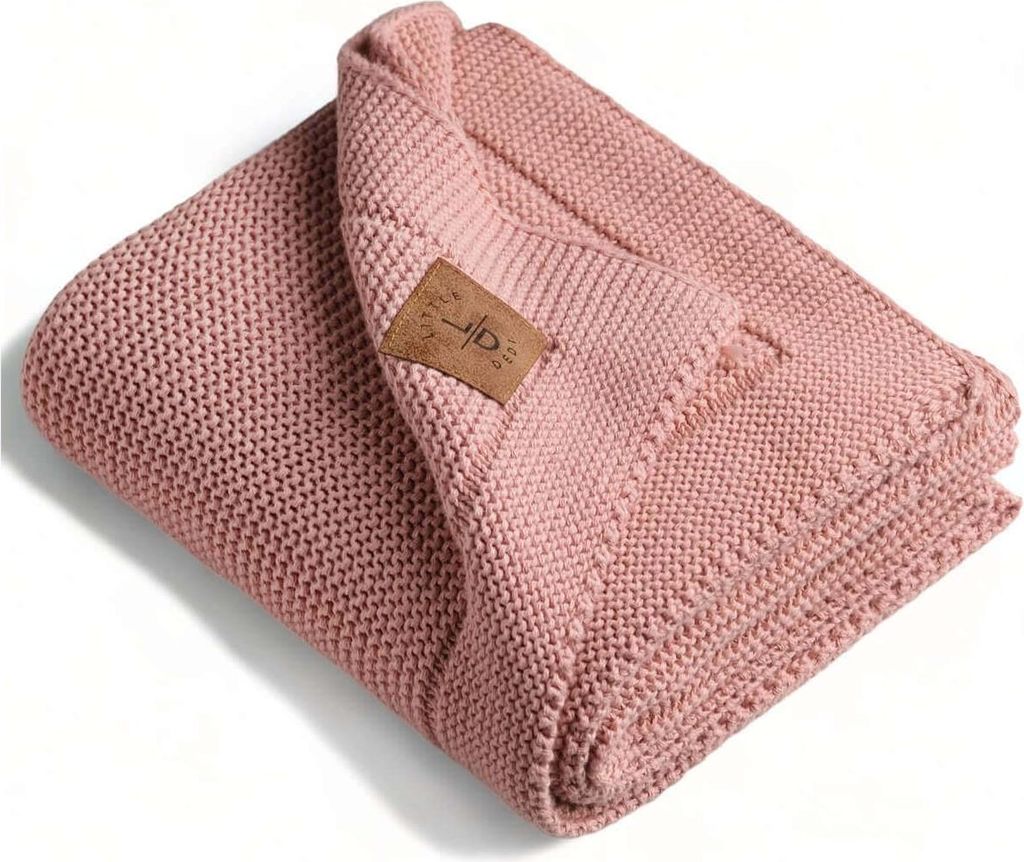 Baby Strickdecke, Babydecke, %100 Baumwolle, 80x100cm, Rosa