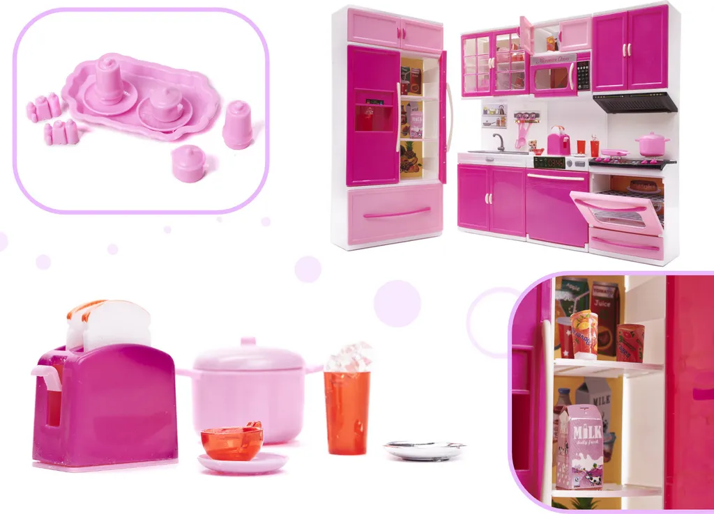Cuisine de poupée complète 4 modules avec sons et lumières intégrés