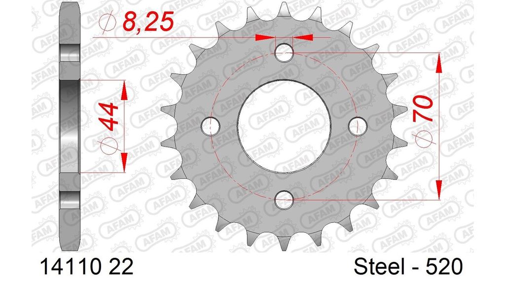 AFAM Standard Stahlritzel hinten 14110 - 520
