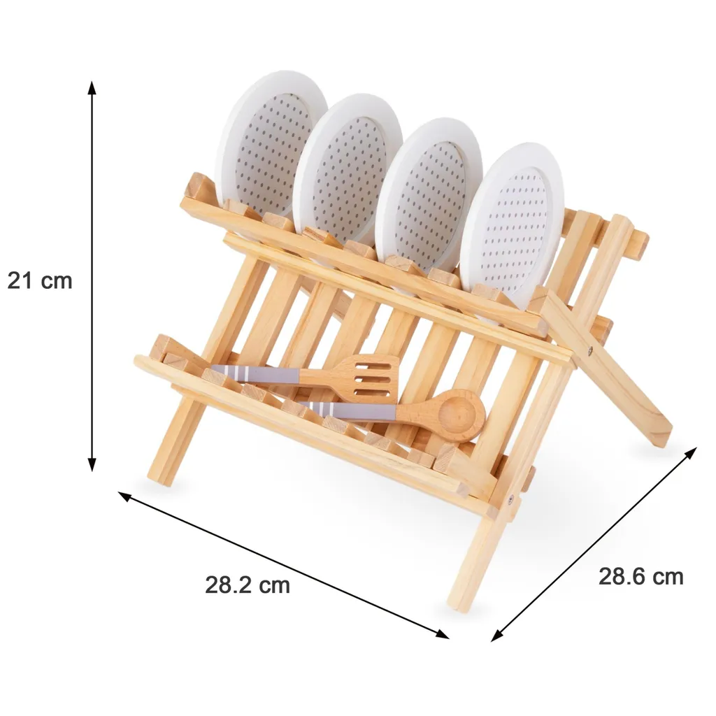 Set de cuisine d'imitation en bois avec égouttoir pour apprentissage ludique - 9