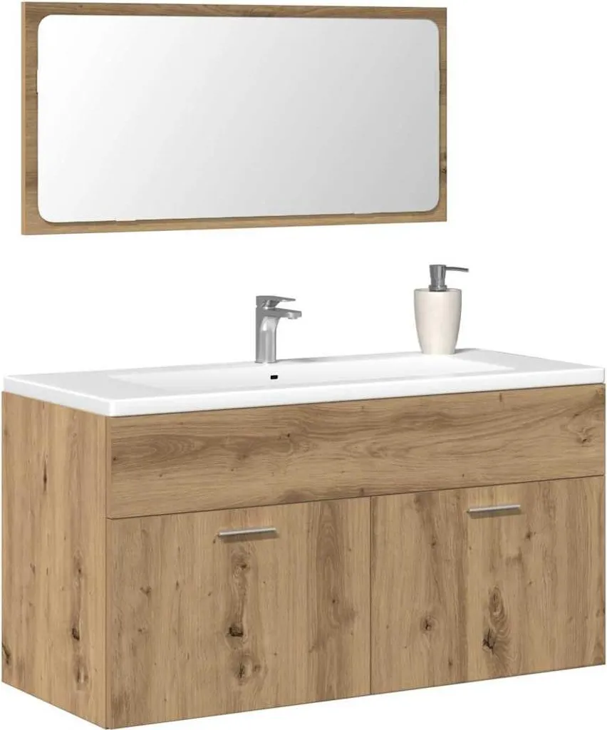 Mobiletto Da Bagno VidaXL In Rovere Artigianale, 32x34x90 Cm, 2 Vani, Porta 1 Anta, Rettangolare, Finitura Opaca, Per Interni