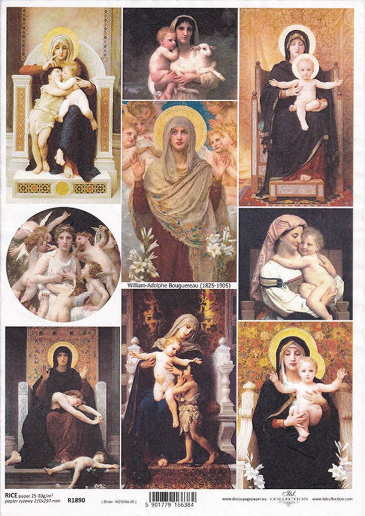 ITD Reispapier Decoupage Bastelpapier Serviettentechnik-R1890 Bildnisse der Jungfrau Maria