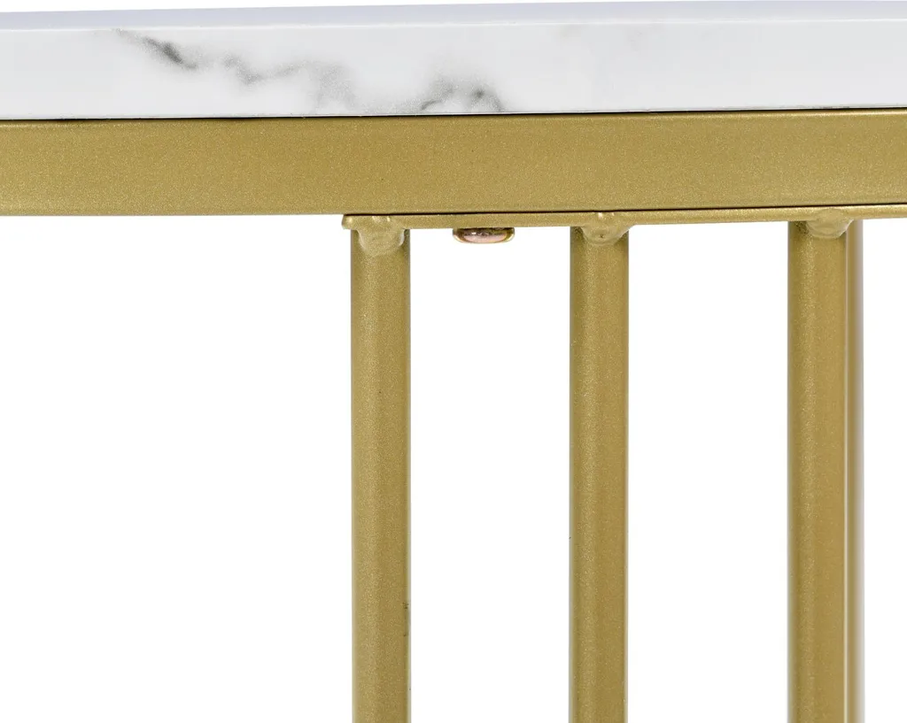 Table d'appoint ronde avec structure métal doré et plateau blanc pur - 9