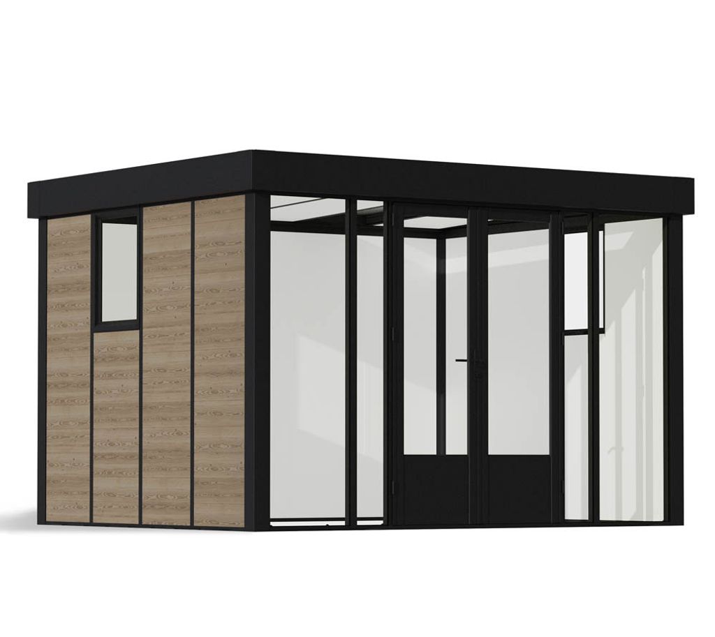 Palram - Canopia Gartenbüro Copenhagen Schwarz-Natur 340x276x233 cm