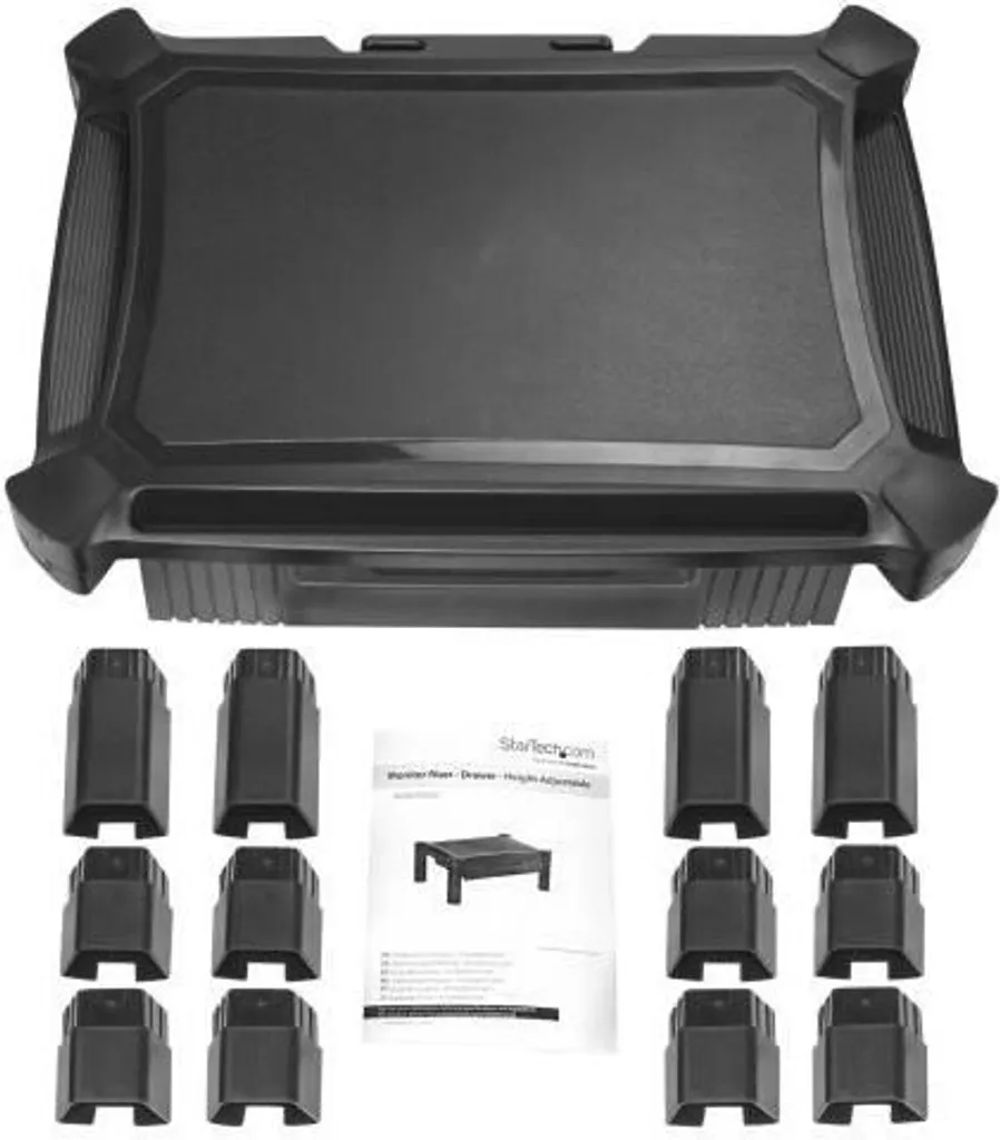 Support de Moniteur Ajustable avec Tiroir Coulissant et Pieds Robustes - 4